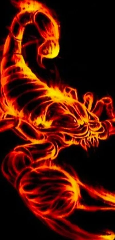 Fiery orange scorpion on a black background.