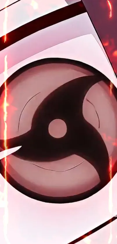 Red Sharingan eye wallpaper with fiery aura design.