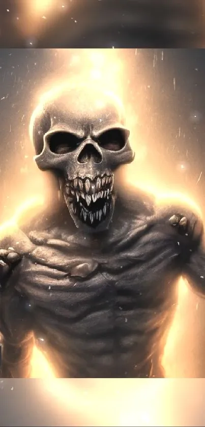 Fiery skull on a dark background, glowing intensely.