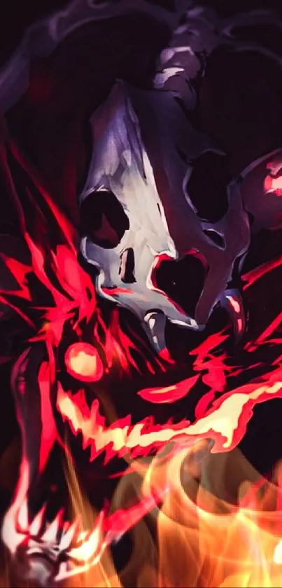 Fiery skull demon artwork with vivid red flames.