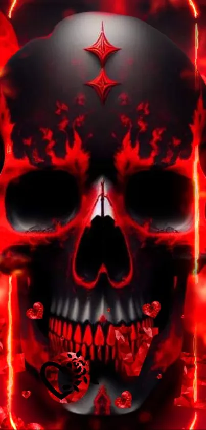 Fiery skull wallpaper with vibrant red and black contrast for phones.