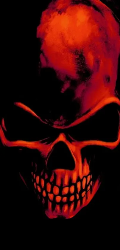 Fiery skull design on a dark background for mobile wallpaper.