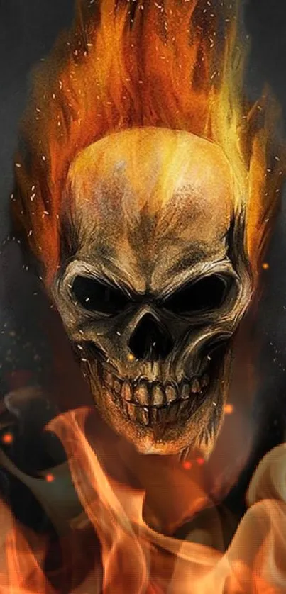 Mobile wallpaper featuring a fiery skull engulfed in flames.