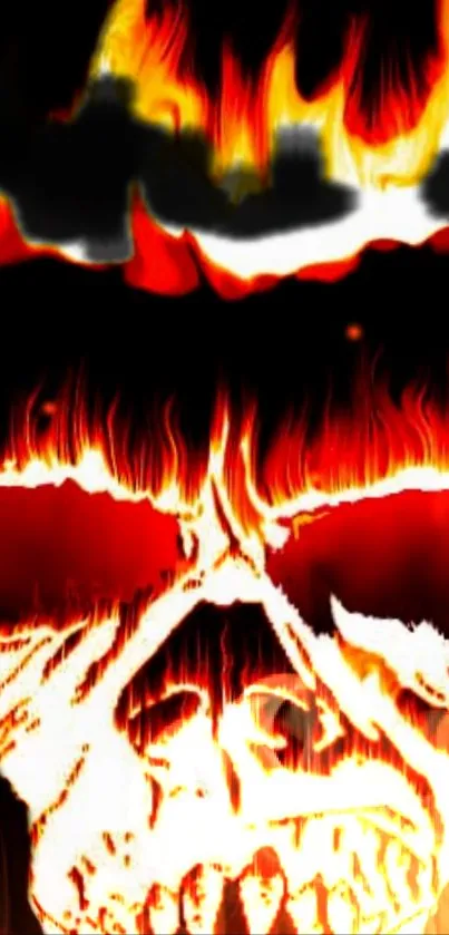 Fiery skull with vivid flames mobile wallpaper