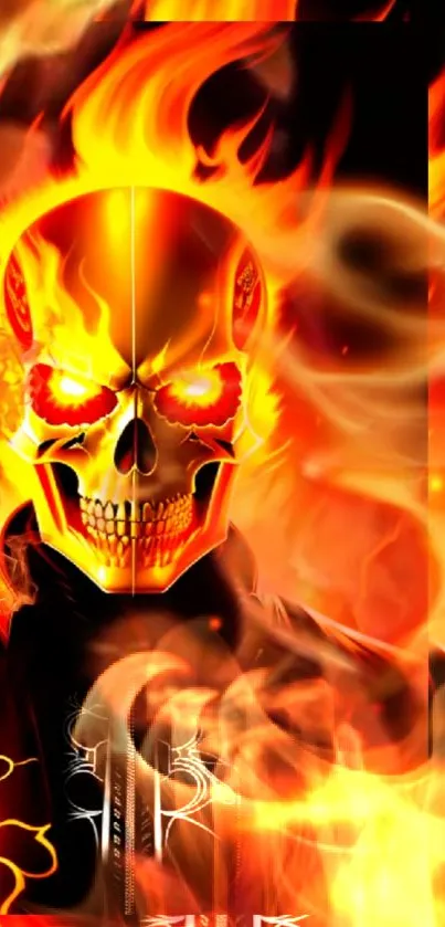 Vivid fiery skull with flames mobile wallpaper