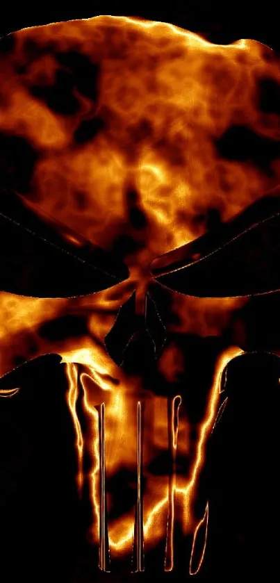 Fiery skull design with intense flames on a mobile wallpaper.