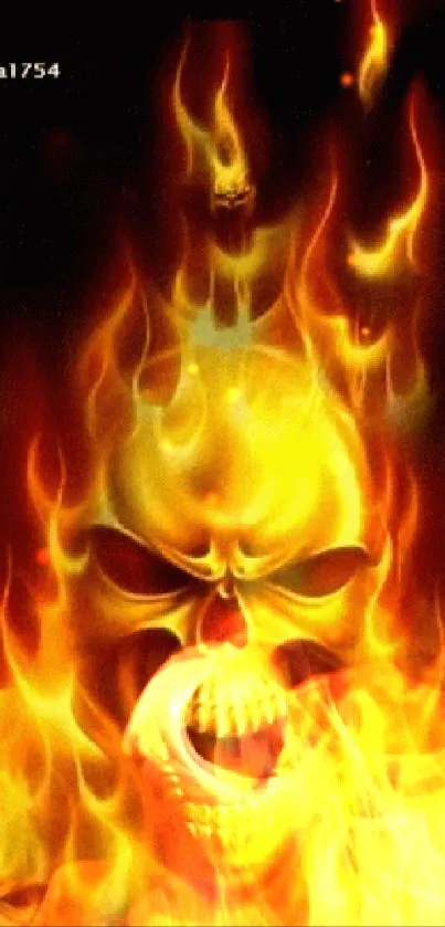 Fiery skull engulfed in vibrant flames.