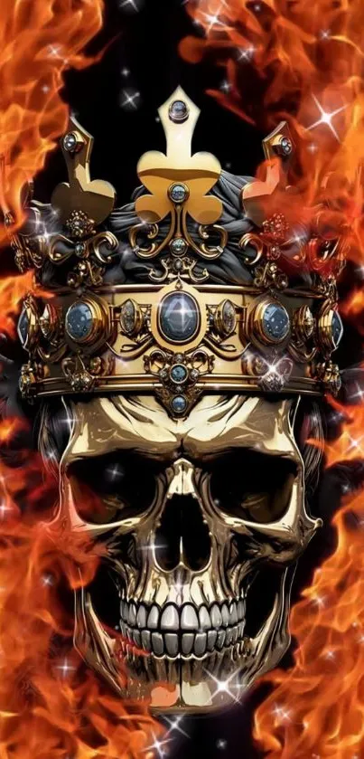 Fiery skull with an ornate crown engulfed in flames.