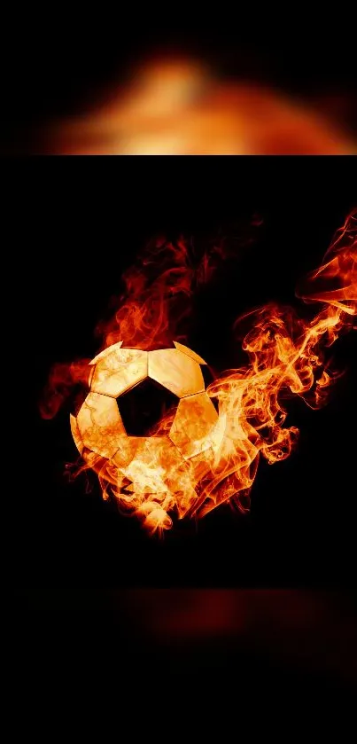 Fiery soccer ball with flames on black background.