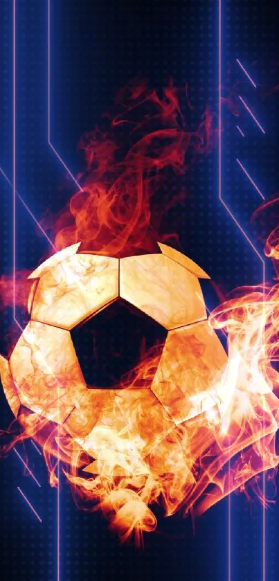 Fiery soccer ball with flames on a black background.