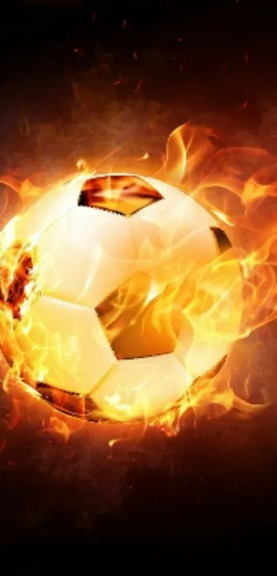 Fiery soccer ball with blazing flames in dynamic wallpaper.