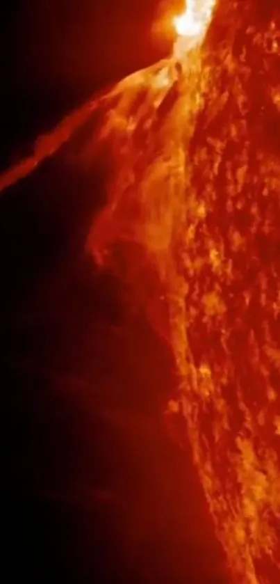 Fiery solar flare eruption on Sun's surface wallpaper.