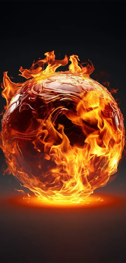 A fiery sphere engulfed in vibrant flames.