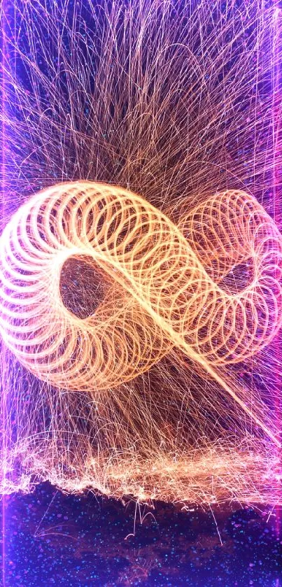 Spiral fiery light art wallpaper for mobile phones.