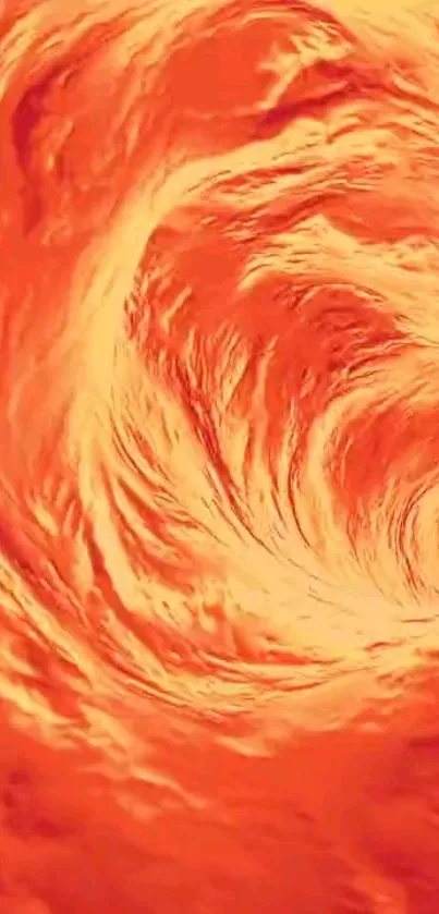 Vibrant fiery swirl abstract wallpaper in shades of orange for mobile background.