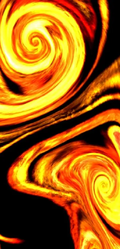 Fiery abstract swirl wallpaper with vibrant colors for mobile.