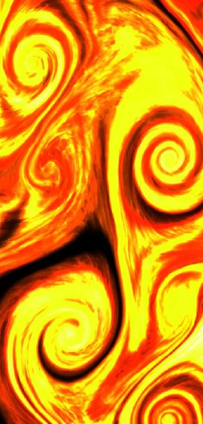 Fiery abstract wallpaper with red and yellow swirls.