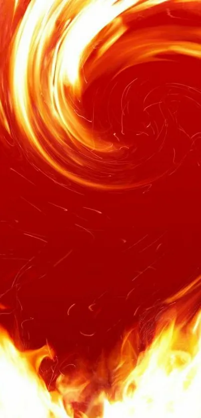 Fiery swirl mobile wallpaper with vibrant flames.