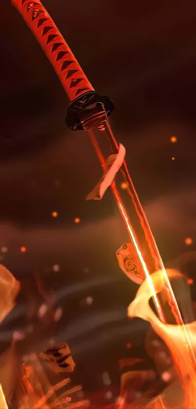 A sword surrounded by vibrant fiery flames, adding a dynamic energy.