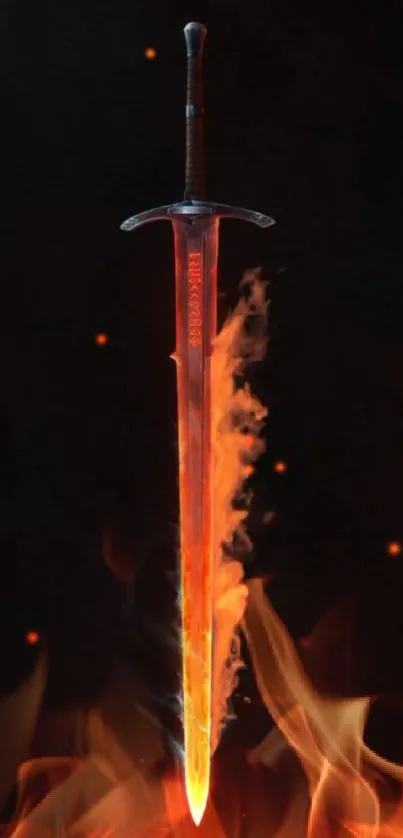 Fiery sword with flames mobile wallpaper.