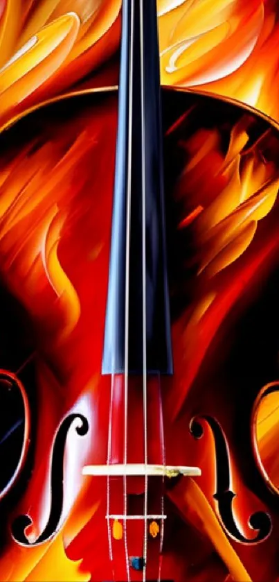 Fiery abstract violin wallpaper with vibrant colors.