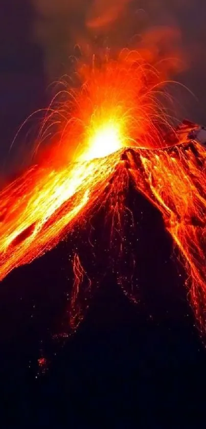 Fiery volcano eruption with glowing lava.