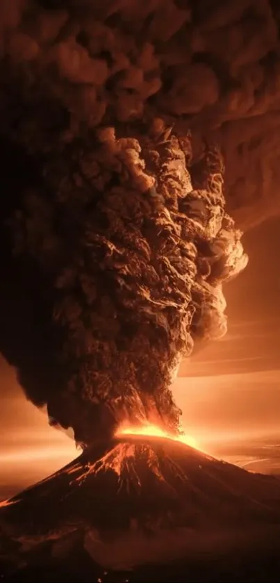 Fiery volcanic eruption scene with glowing lava and smoke.