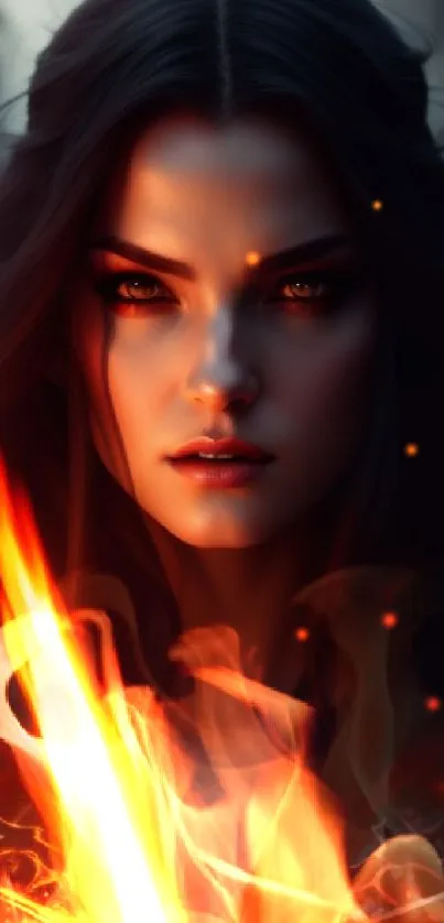 Fiery warrior in captivating digital art design with powerful orange glow.