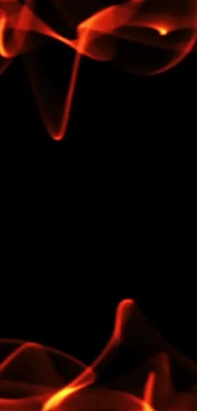 Fiery red and black abstract waves on mobile wallpaper background.