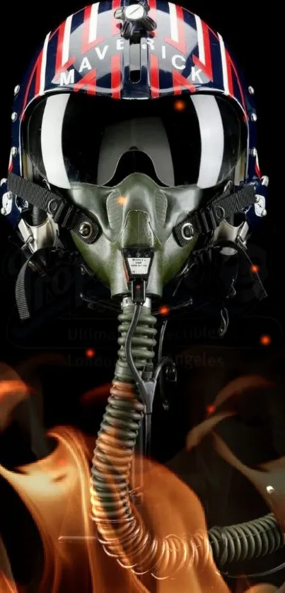 Vibrant fighter pilot helmet on black background.