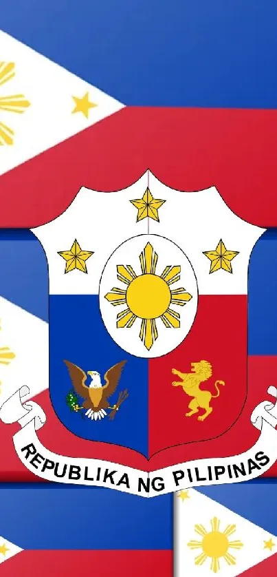 Philippine flag wallpaper with national emblem.