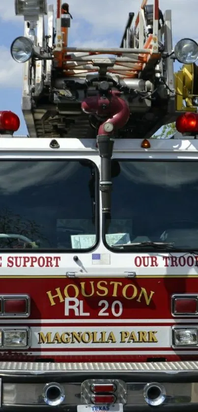 Front view of Houston fire truck mobile wallpaper.