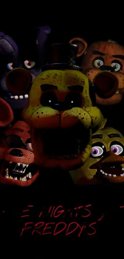 Five Nights at Freddy's animatronic wallpaper with a dark theme.