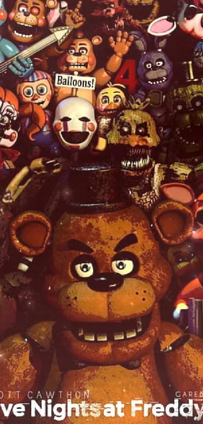 Five Nights at Freddy's wallpaper featuring iconic characters.