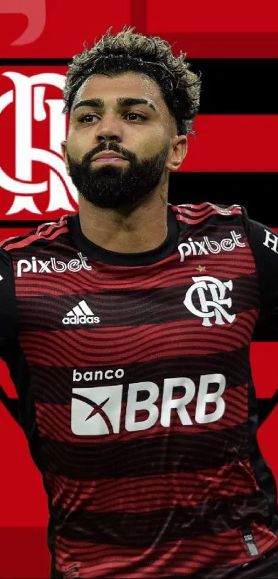 Flamengo football player on red and black team wallpaper