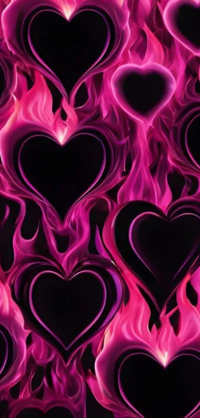 Flaming heart pattern in vibrant pink flames.