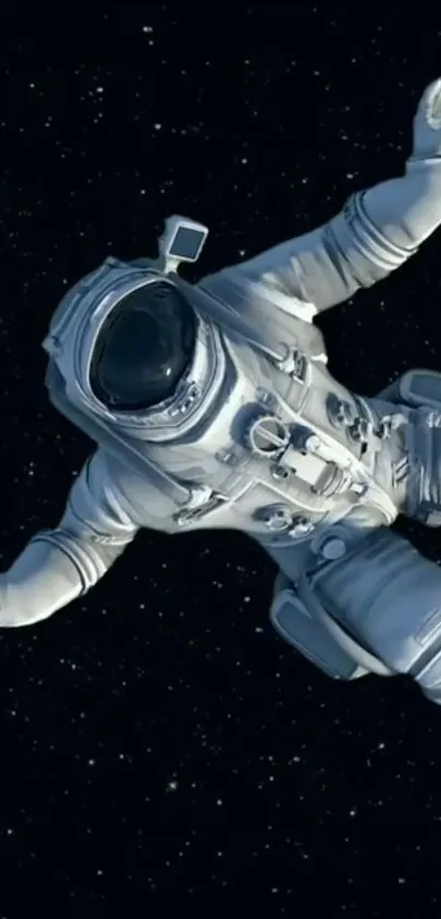 Astronaut floating in the vastness of space with stars.