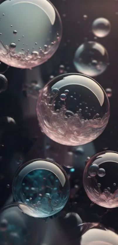 Abstract art featuring floating bubbles with a dark, dreamy background.