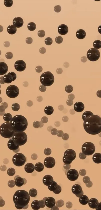 Floating dark bubbles on beige background wallpaper.