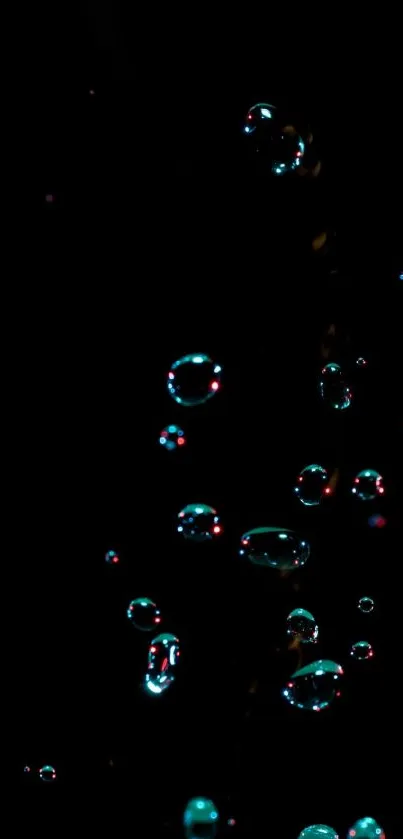 Floating bubbles on a black background mobile wallpaper.