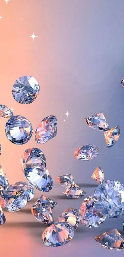 Floating diamonds on a gradient background wallpaper.