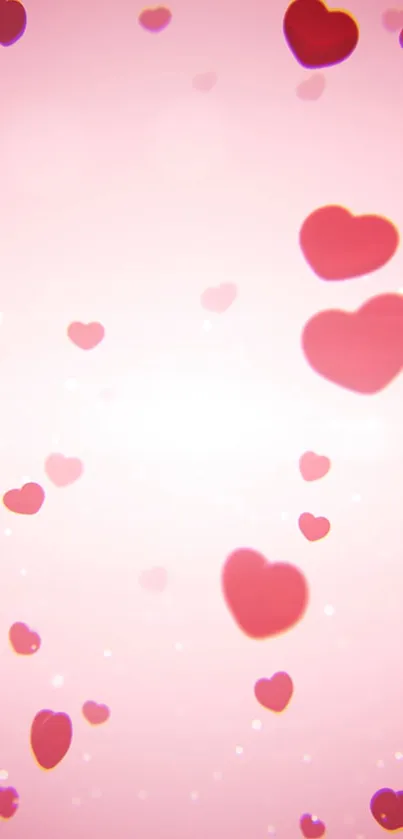 Charming mobile wallpaper with floating hearts in pink tones.