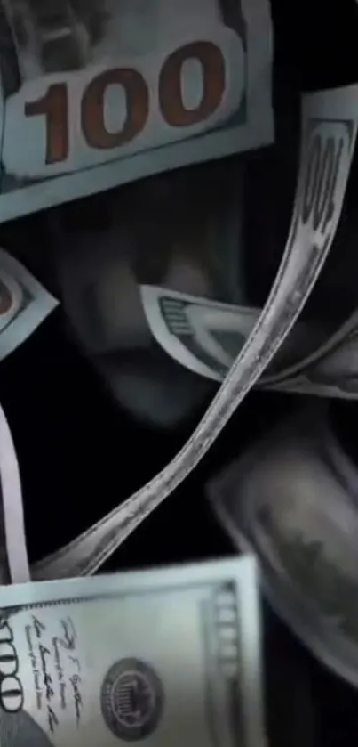 Floating dollar bills in artistic motion.