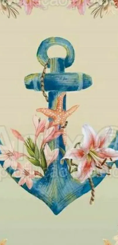 Floral anchor with flowers wallpaper.