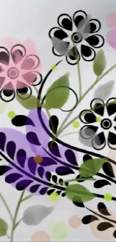 Colorful abstract floral wallpaper design.