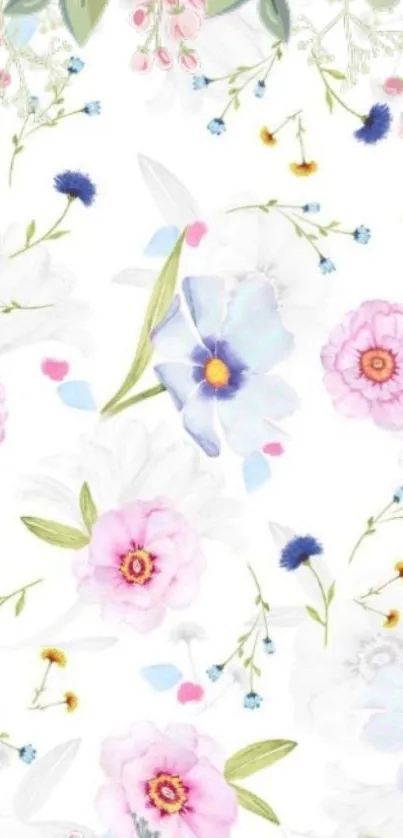 Elegant floral wallpaper with pastel flowers.