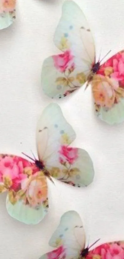 Beautiful floral butterflies on a light background creating an elegant mobile wallpaper.