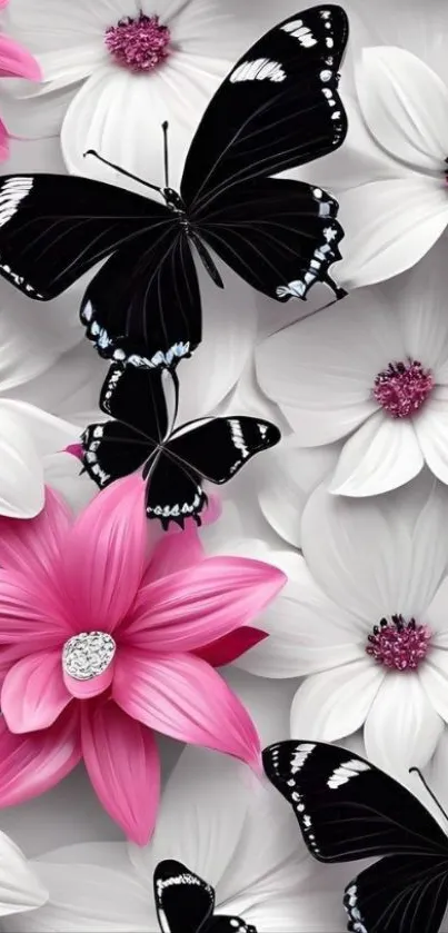 Butterfly and floral design mobile wallpaper.