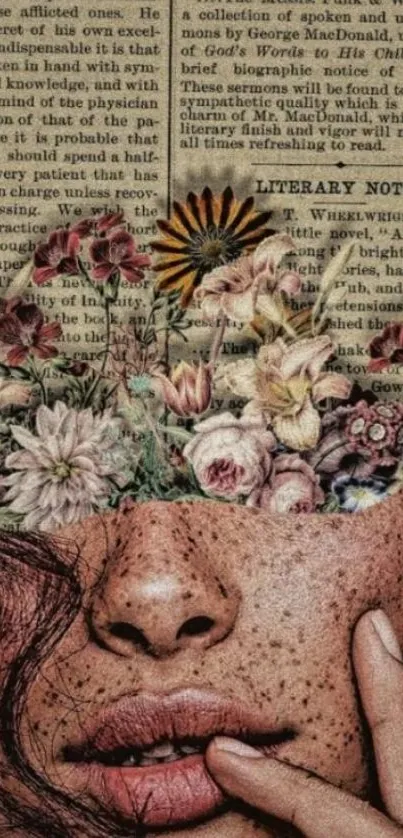 Creative floral and vintage art wallpaper for mobile.