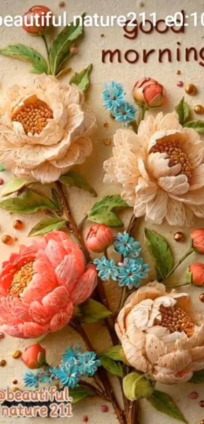 3D floral art with morning blooms